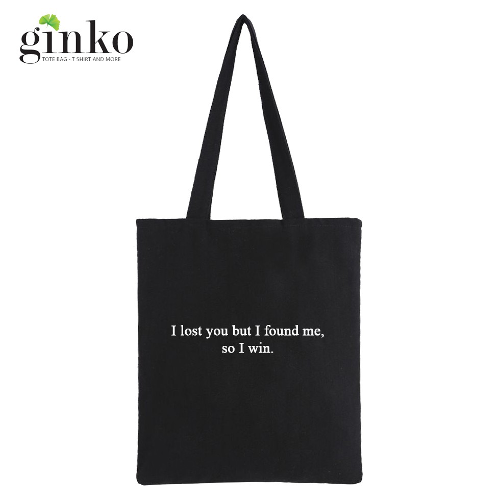 Túi Vải Tote Ginko Dây Kéo Phong Cách Hàn Quốc In chữ So I Win B02