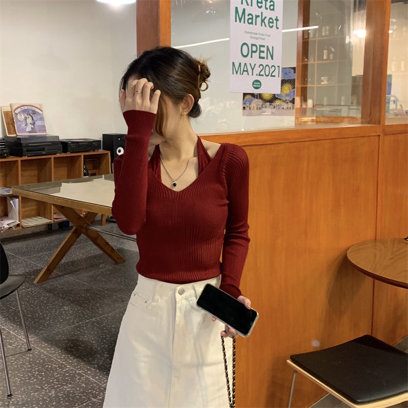 COZOK Áo sweater Tay Dài Dáng Ôm Thời Trang Cá Tính Cho Nữ