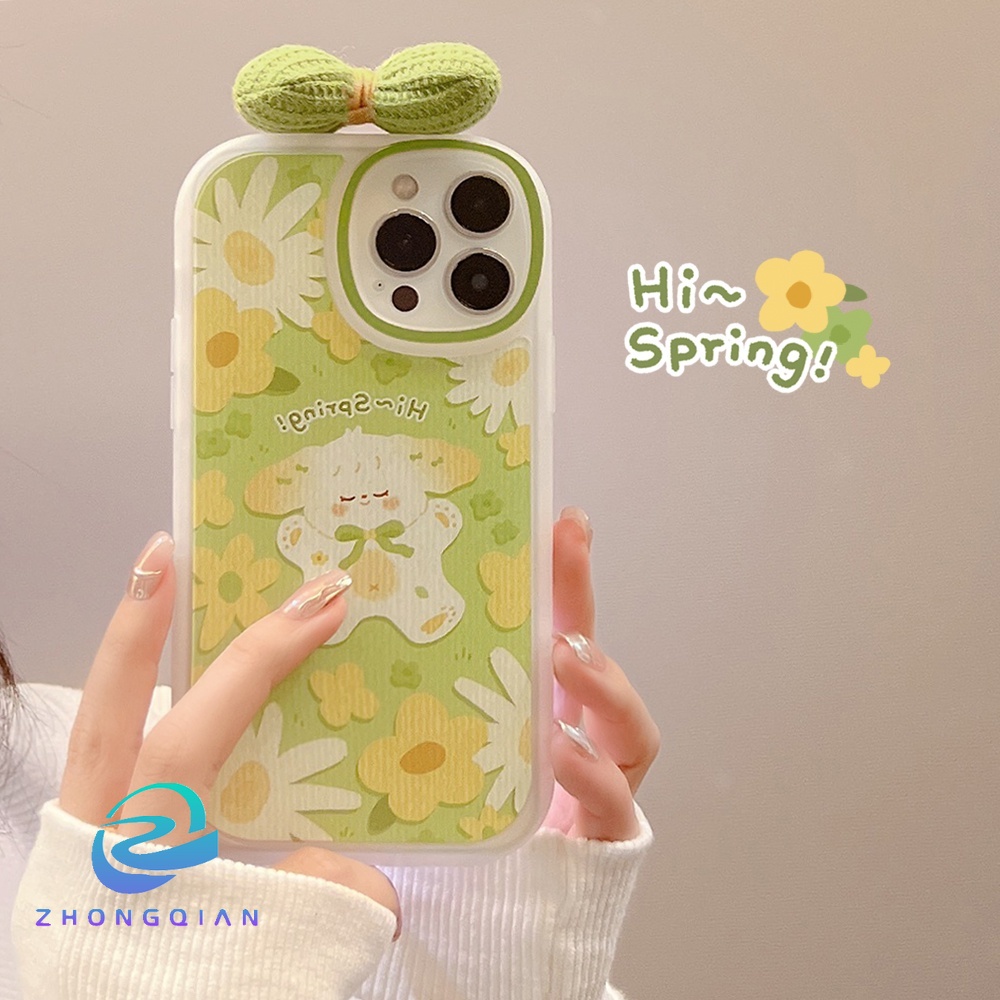 Ốp Điện Thoại TPU Mềm Chống Sốc Hình Cún Đính Nơ Dễ Thương Cho iPhone 11 12 13 Pro max mini XS max xr 7 8 se2020 plus