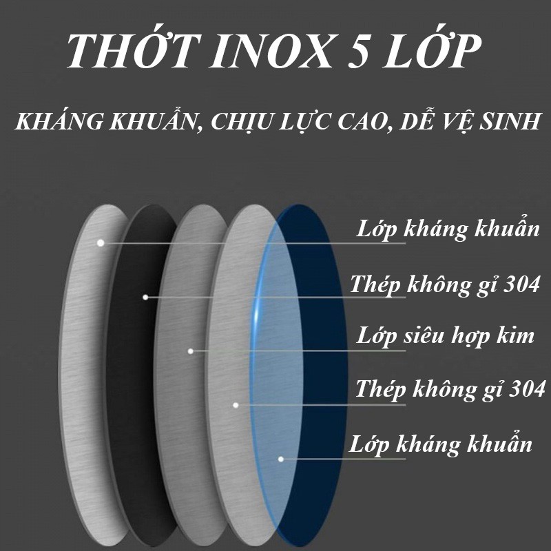 Thớt Inox 304 Kháng Khuẩn Cường Lực- Vệ Sinh Dễ Dàng - Rã Đông Nhanh - Chống Ẩm Mốc - Không Xước Dăm - Không Mùn Gỗ
