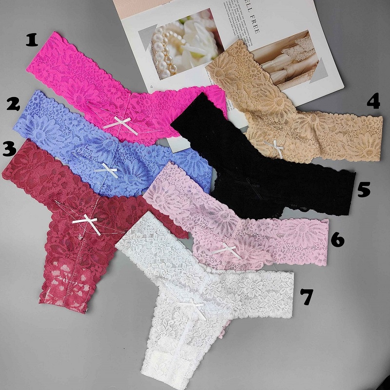 Quần lót lọt khe ren sexy🔥 QL63 ren hoa văn 7 màu mẫu T gợi cảm Nhà Sò Bra.com