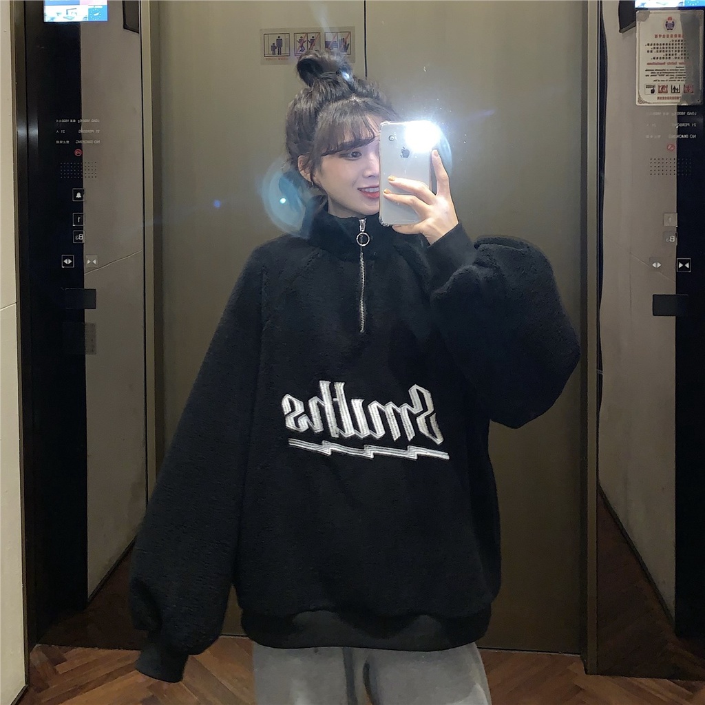 Áo Hoodie Dáng Rộng In Chữ Phong Cách Hàn Quốc Thời Trang Cho Nữ