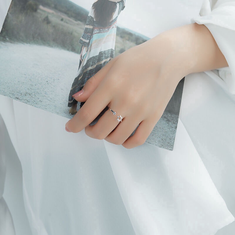 Nhẫn bạc dạng hở hình ngôi sao phong cách Hàn Quốc cho nữ