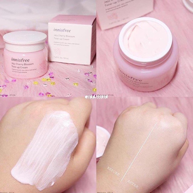 auth 100% Kem Dưỡng Trắng Da Nâng Tone Tức Thì Innisfree Jeju Cherry Blossom Tone Up Cream-cosmetic999