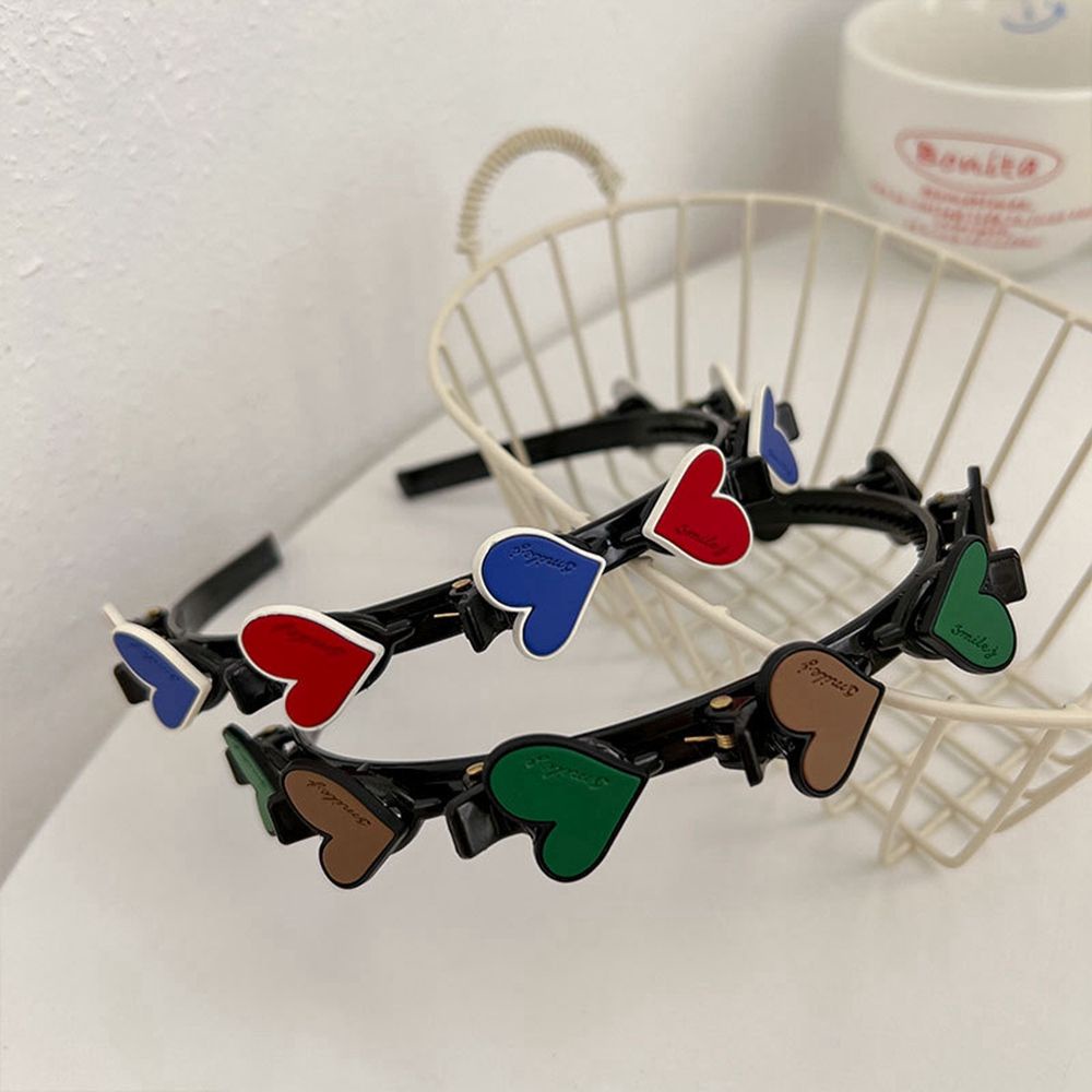 LILYES Sweet Women Hair Hoop Headwear Heart Headband Korean Hairbands Girl Hairclip For Girls Love Toothed Clip Bangs Hairpin Simple Braided Hair Clip