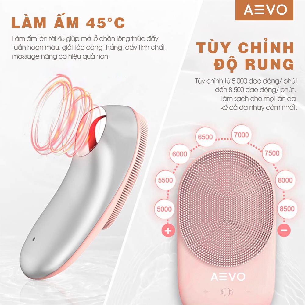 Máy Rửa Mặt Massage Nhiệt AEVO Clean and Fresh Plus làm sạch sâu massage đẩy dưỡng chất