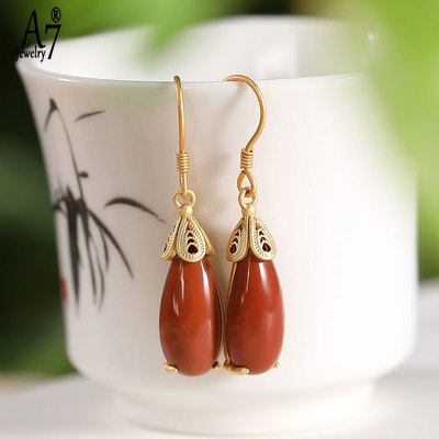Bông Tai Bạc A7 S925 Hình Giọt Nước Màu Sắc Đơn Giản Cho Nữ