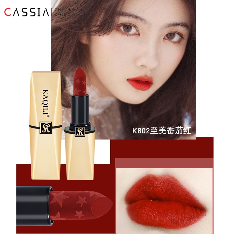 Son Lì Nội Địa Trung Vỏ Vàng Lâu Trôi, Matte Lipstick Mịn Mượt , Son Kem Lì Chất Nhung 4 Màu Rực Cháy KAQILI