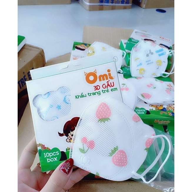hộp 10 khẩu trang gấu 3D OMI