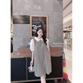 Đầm bầu Be10 Tay bồng Công chúa Siêu xinh freesize 45-75Kg