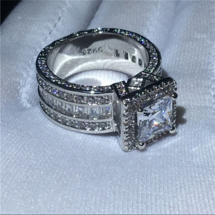 Nhẫn Bạc 925 Đính Đá Sapphire Trắng Tự Nhiên Thời Trang
