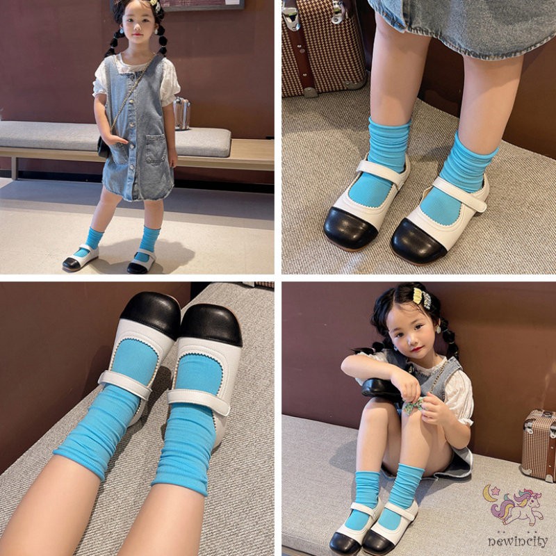 Giày Bé Gái Đế Mềm Kiểu Dáng Retro Phong Cách Hàn Quốc