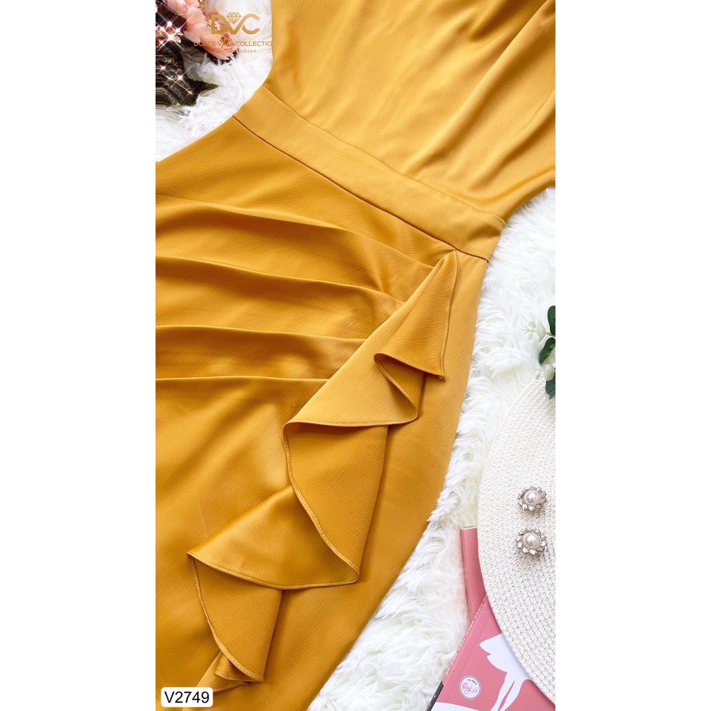 Váy body nhún eo cổ tròn sang chảnh V2749