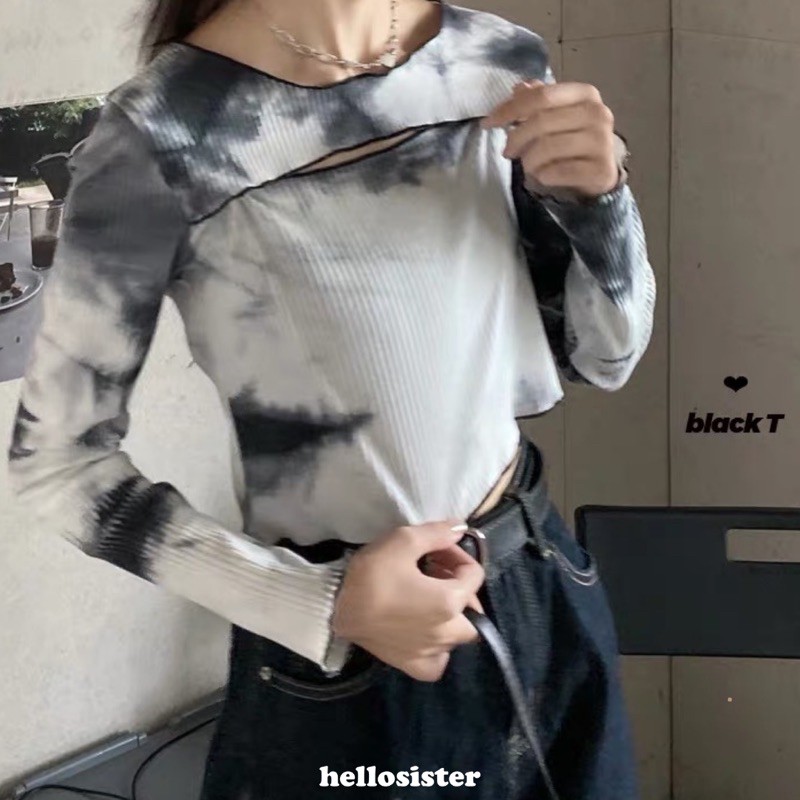 [link tạm khách IG đặt] hellosister - Áo Tie Dye Xám