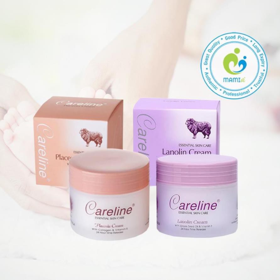Kem dưỡng da (100ml) mỡ cừu (tím), nhau thai cừu (cam) cho mọi lứa tuổi Careline Lanolin/Placenta Cream, Úc
