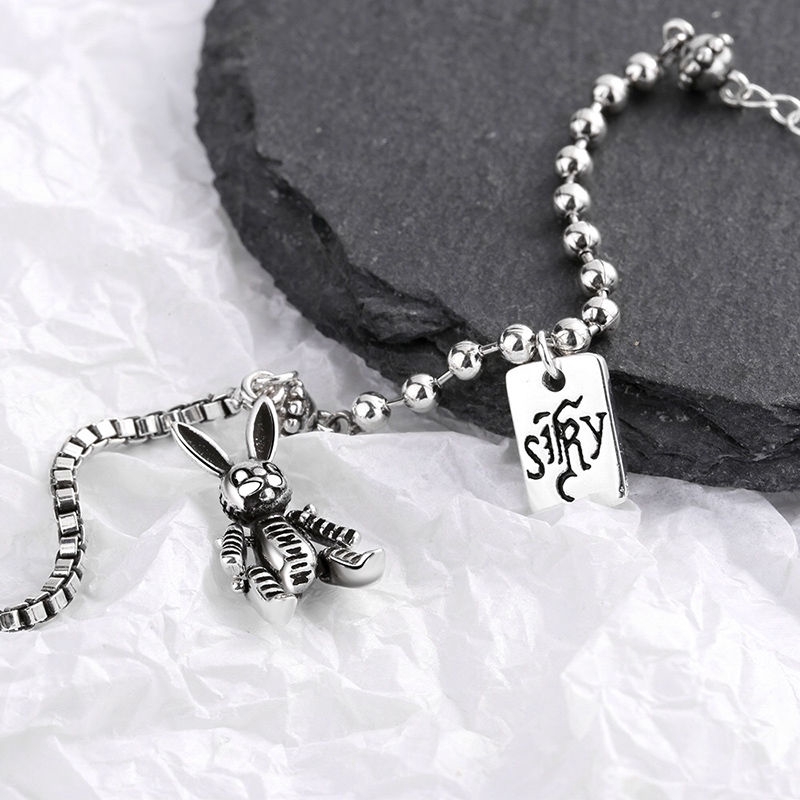 Vòng Tay Gắn Mặt Hình Thỏ Xinh Xắn Phong Cách Retro