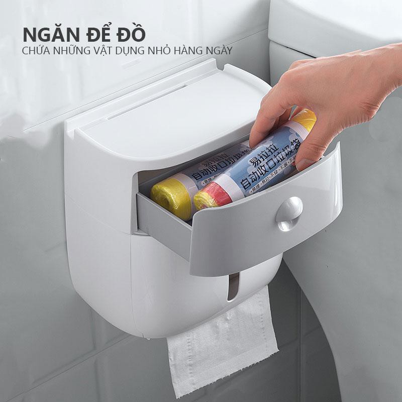 Hộp để giấy vệ sinh 2 tầng dán tường siêu chắc - Ecoco