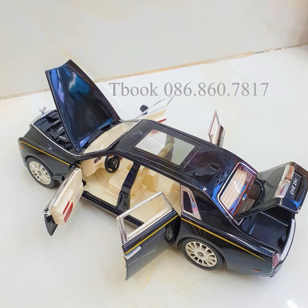 Mô hình xe ô tô Rolls-Royce Phantom VIII tỉ lệ 1:24 Chezhi đẹp như xe thật, thiết kế tinh xảo màu Đen, Trắng, Đỏ