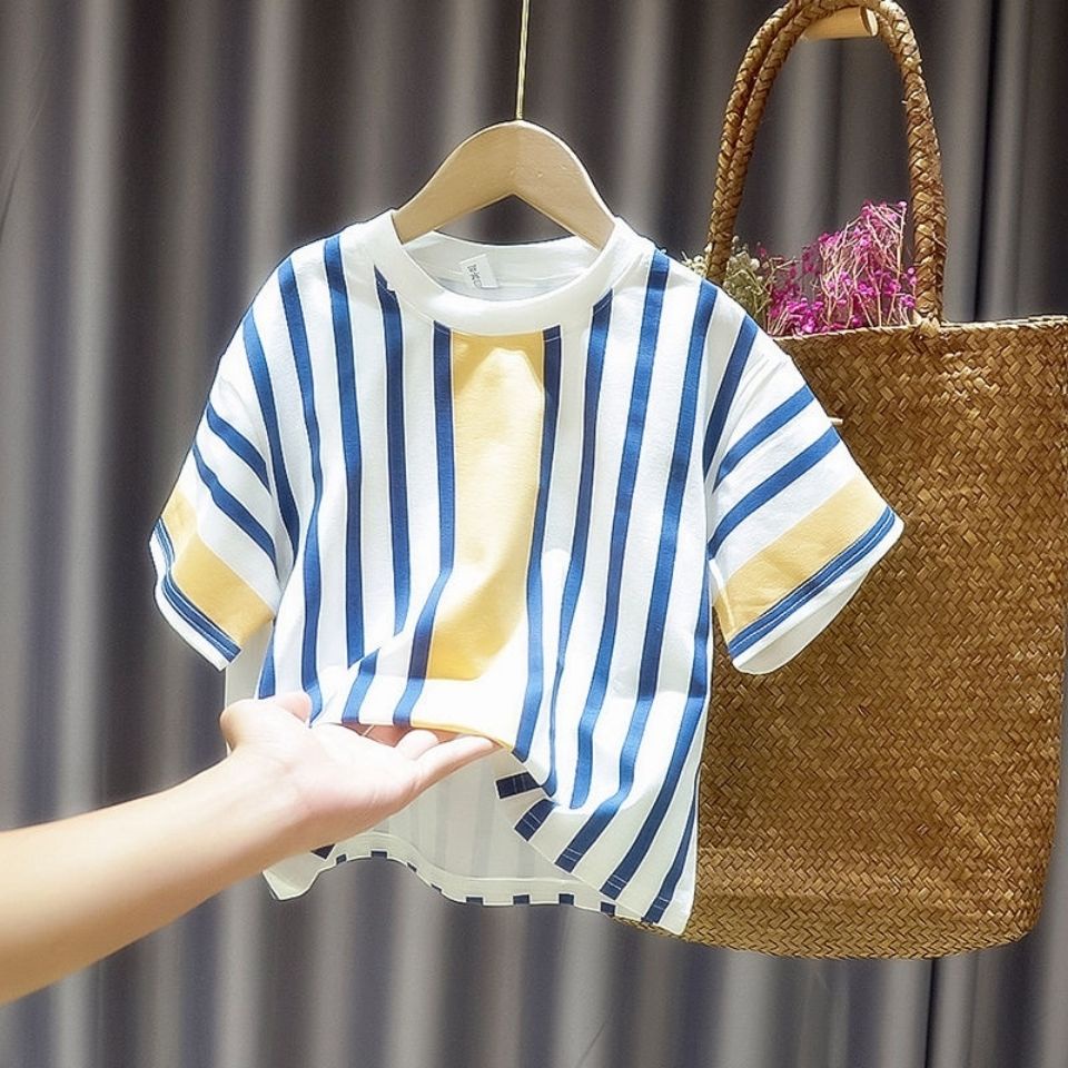 Áo Thun Tay Ngắn Dáng Suông Kẻ Sọc Ngang Dễ Phối Đồ Thời Trang Hè Phong Cách Hàn Quốc Mới Cho Nam 2023