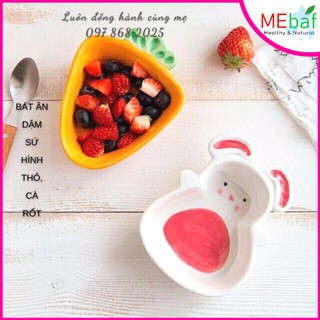 Bát ăn dặm sứ hình thỏ, cà rốt - 250ml mebaf