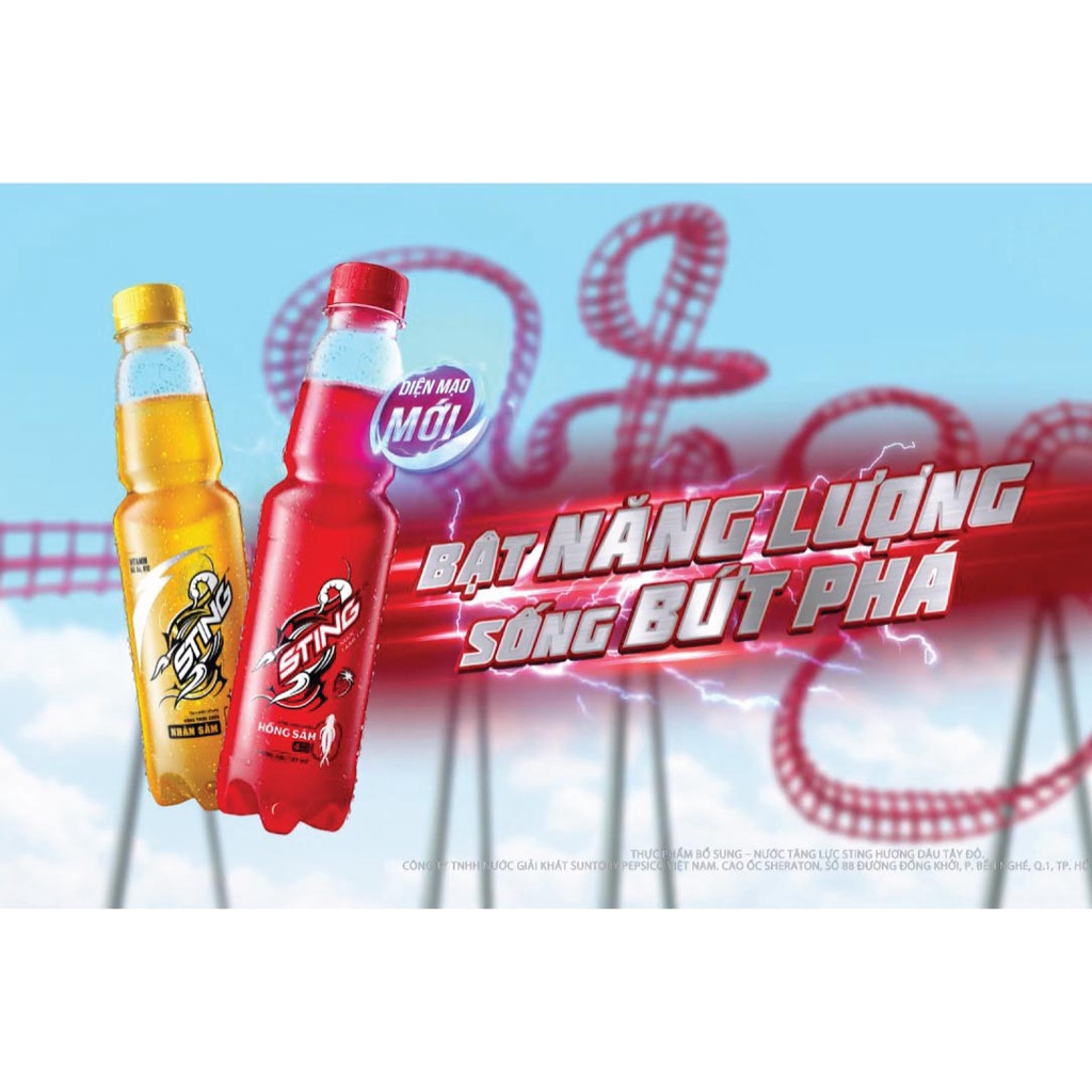 Lốc 6 Chai Nước Uống Tăng Lực Sting Dâu Tây Đỏ - Gold Rush Energy Drink Chai Nhựa PEP 330ml Date Luôn Mới