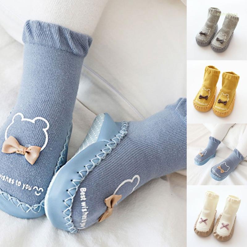 Vớ ống ngắn giữ ấm chống trượt in hình gấu hoạt hình cho bé sơ sinh