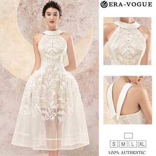 ZY·HT 🌷 Đầm Cổ Yếm Thêu Họa Tiết Phong Cách Thời Trang Sang Trọng Cho Nữ váy dạ hội 9896