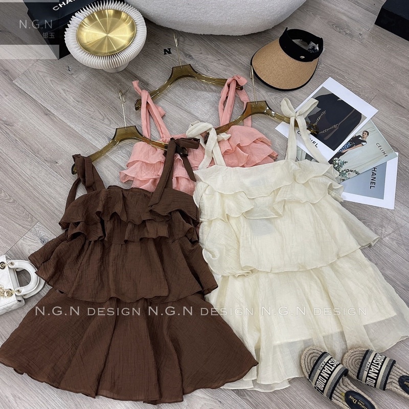 Váy tơ tầng 2 dây NGN