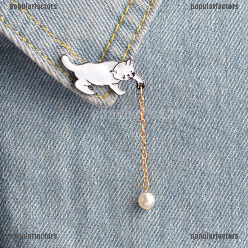 Áo Sơ Mi Hình Mèo Đính Ngọc Trai Thời Trang