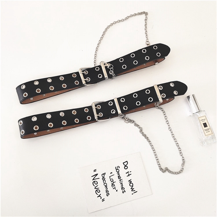 Thắt lưng da 2 hàng nút khóa thời trang nữ