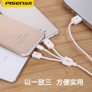 Cáp 3 sạc 3 đầu Lightning, Micro Usb và Type C