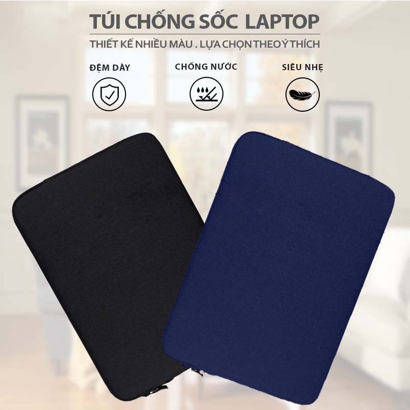 Túi chống sốc laptop vải dù cao cấp chống thấm nước khóa kéo mượt cho máy tính bảng macbook ultrabook ipad 12 đến 18inch