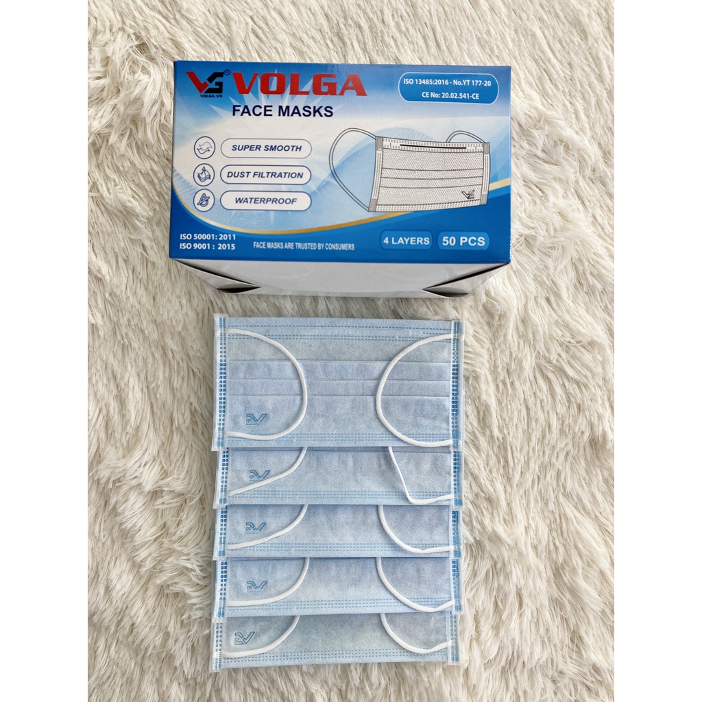 [Siêu rẻ] Hộp 50 cái khẩu trang Volga 4 lớp kháng khuẩn - hàng chính hãng 100%