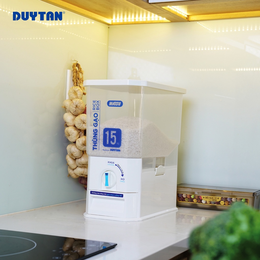 thùng gạo trong 15kg  duy tân