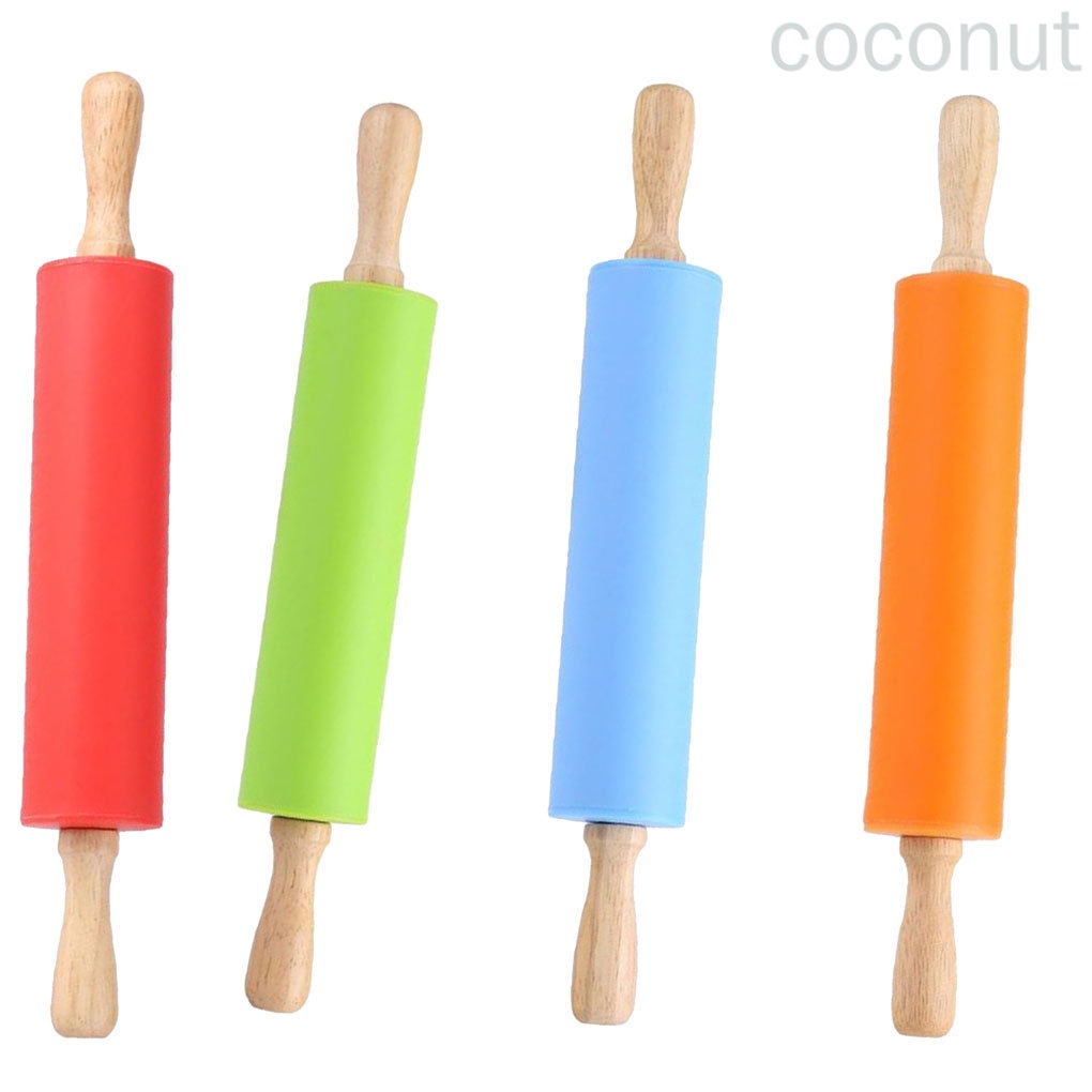 Cây Lăn Bột Làm Bánh Bằng Silicon Cán Gỗ Chống Dính Tiện Dụng Cho Nhà Bếp