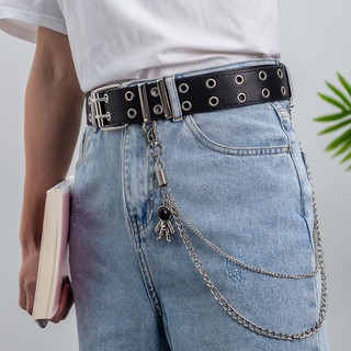 Thắt lưng xích 2 hàng lỗ kèm chain đôi