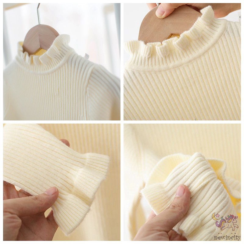 Áo Sweater Dệt Kim Dáng Ôm Co Giãn Xinh Xắn Cho Bé Gái Phong Cách Hàn Quốc