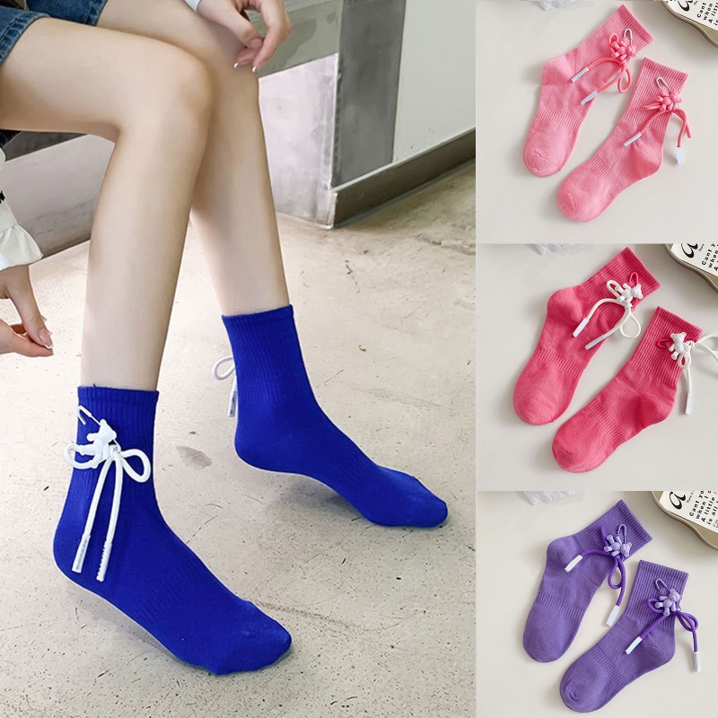 Đôi Vớ Ngắn Co Giãn Đính Nơ Dễ Thương Thời Trang Harajuku Cho Nữ