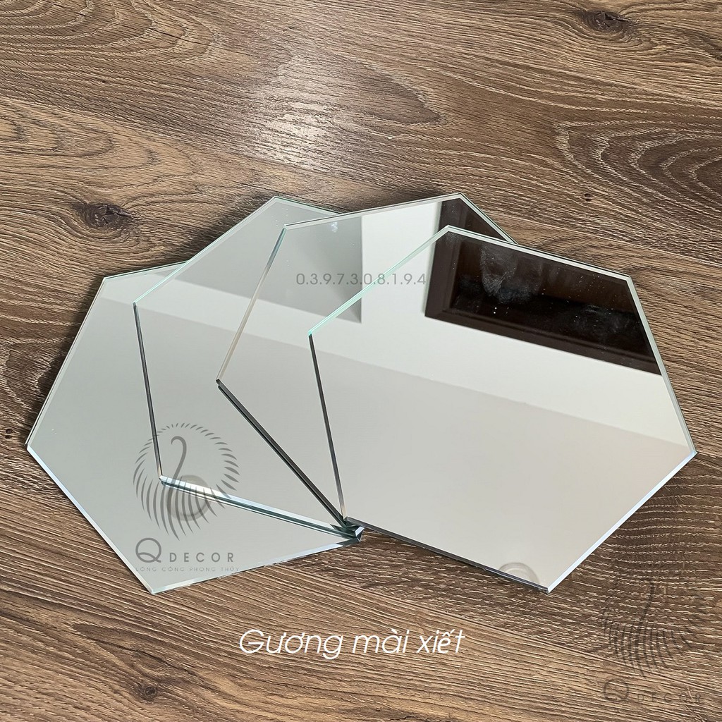 Gương dán tường decor trang trí hình lục giác kích thước 20x20cm