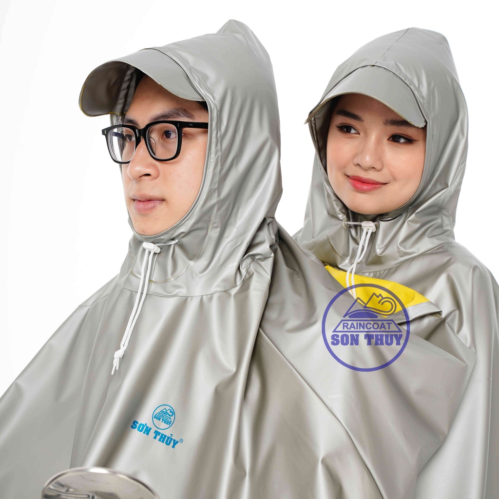 Áo mưa choàng 2 mũ vải nhựa PVC 2 da chính hãng Sơn Thủy freesize cho người lớn