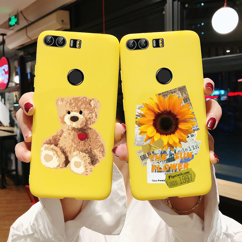 Ốp lưng silicone TPU họa tiết hoa cúc màu xỉn cho Huawei Honor 8 Honor8