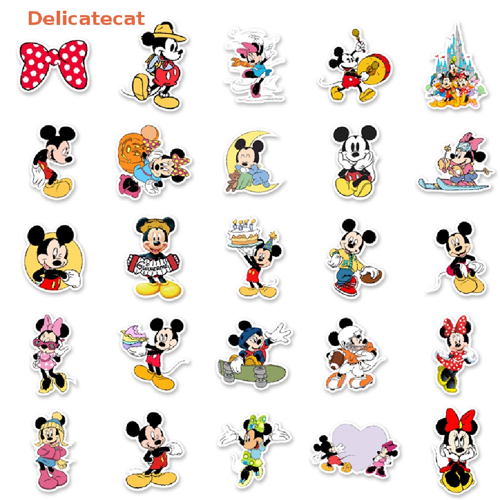 Túi 50 Miếng Dán Hình Chuột Mickey Hoạt Hình Trang Trí Ván Trượt / Guitar / Điện Thoại