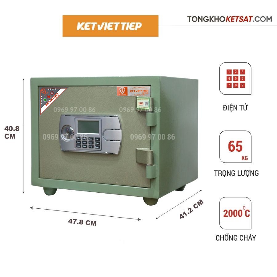 Két Sắt Điện Tử KCC90-DT Việt Tiệp Chống Cháy Cao Cấp Nặng 65kg Size Nhỏ (Miễn Phí Giao Hàng)