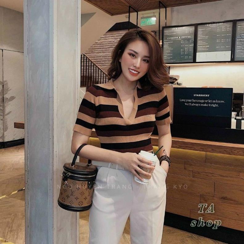Áo Thun Polo Có Cổ Hàng Quảng Châu Cao Cấp Burber Kẻ Sọc Chất Len Hàng Hiệu ⚡