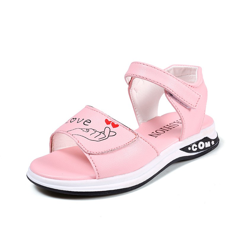 Sandal bé gái da PU mềm có quai dán dép sandal bé gái đi mềm êm chân