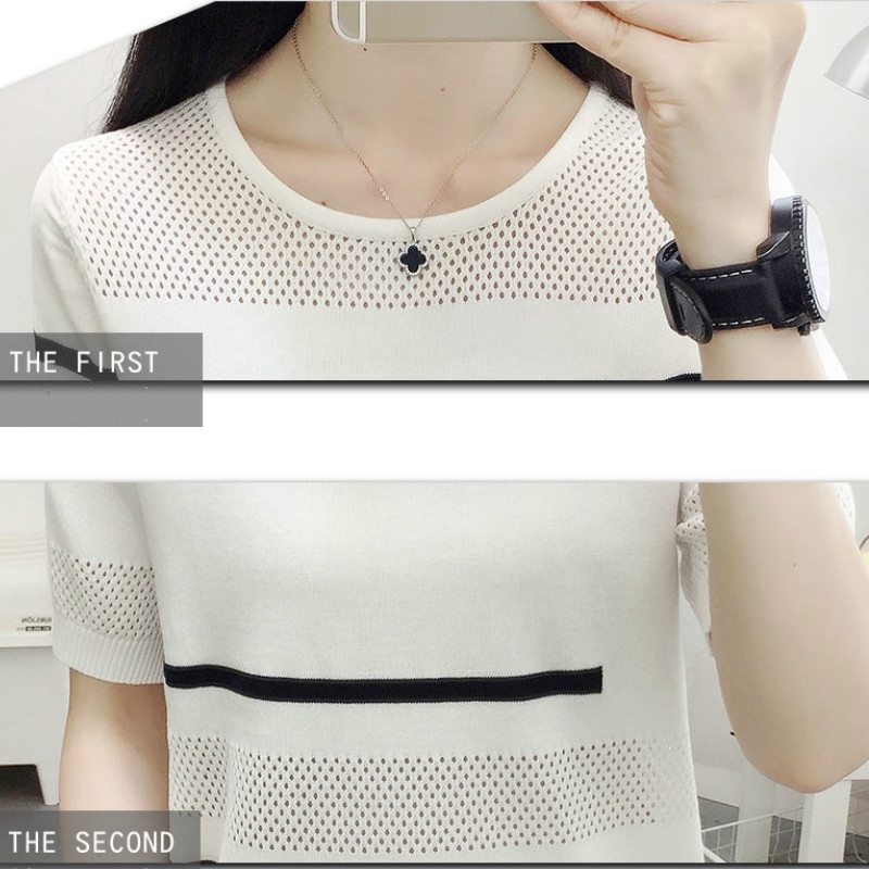 Áo Thun Tay Ngắn Họa Tiết Sọc Thiết Kế Mới Cao Cấp Thời Trang Mùa Hè Theo Phong Cách Hàn Quốc Cho Nữ