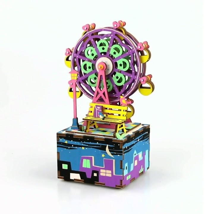 Ferris Wheel Music Box – Đồ chơi lắp ráp gỗ 3D Mô hình Hộp nhạc Vòng đu quay