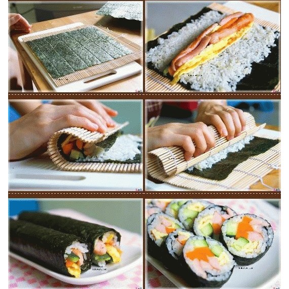 mành tre làm kimbap, sushi, cơm cuộn