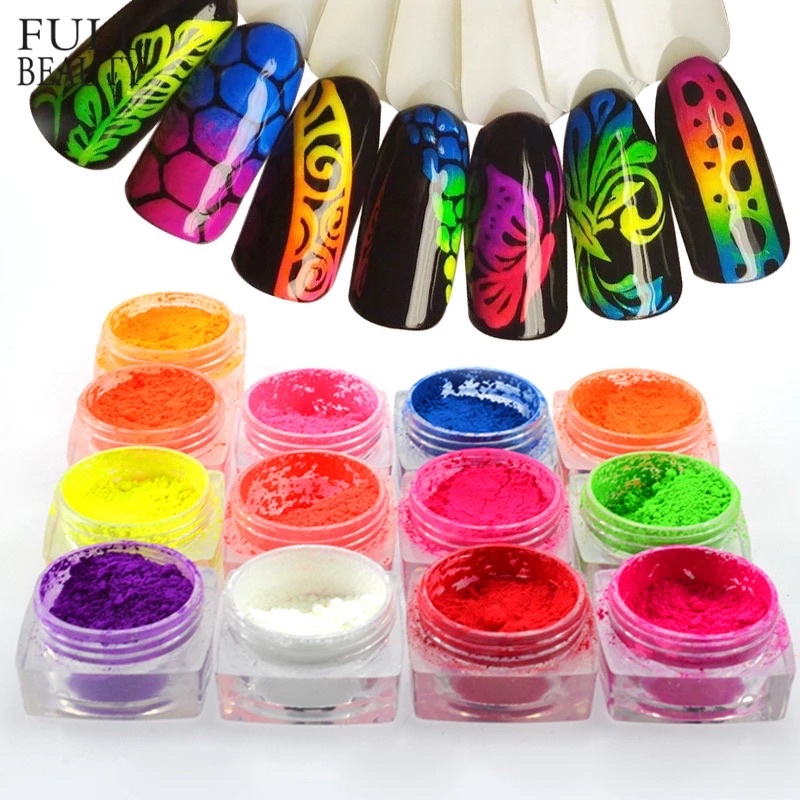set màu bột neon trang trí móng