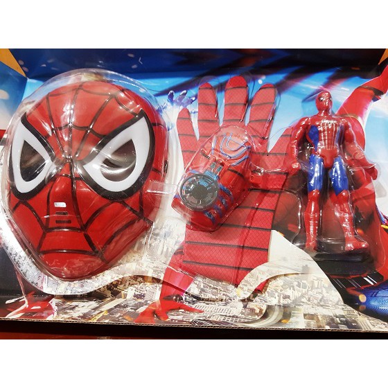 (Xả lỗ) Trò chơi cho bé trai màu đỏ nhập vai thành siêu anh hùng người nhện có nhạc có đèn (kèm pin)